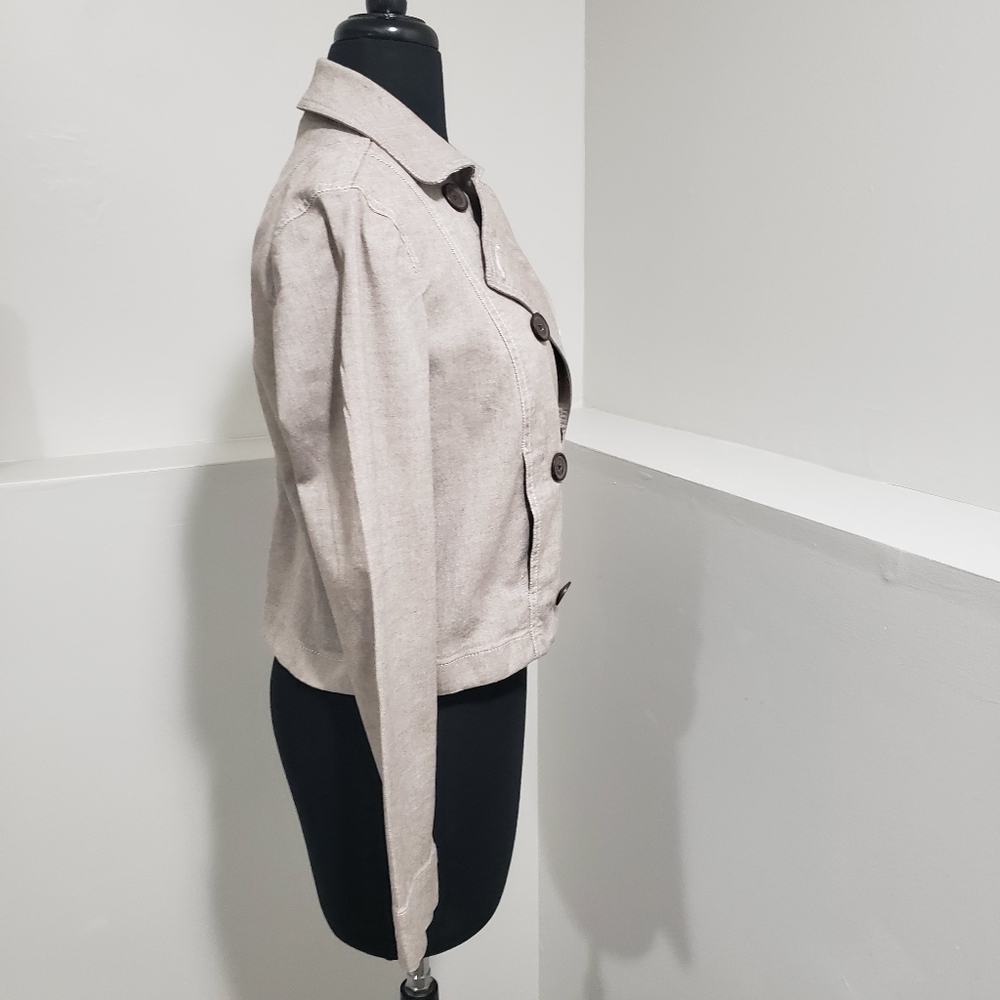 GAP Double Breasted Khaki Cropped Lightweight Jacket, Size Small - Picture 6 of 8